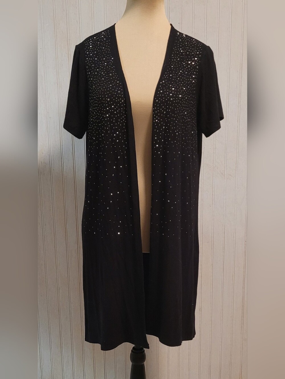 Vocal Voice of California Rhinestone Ribbed Cardigan Duster Medium